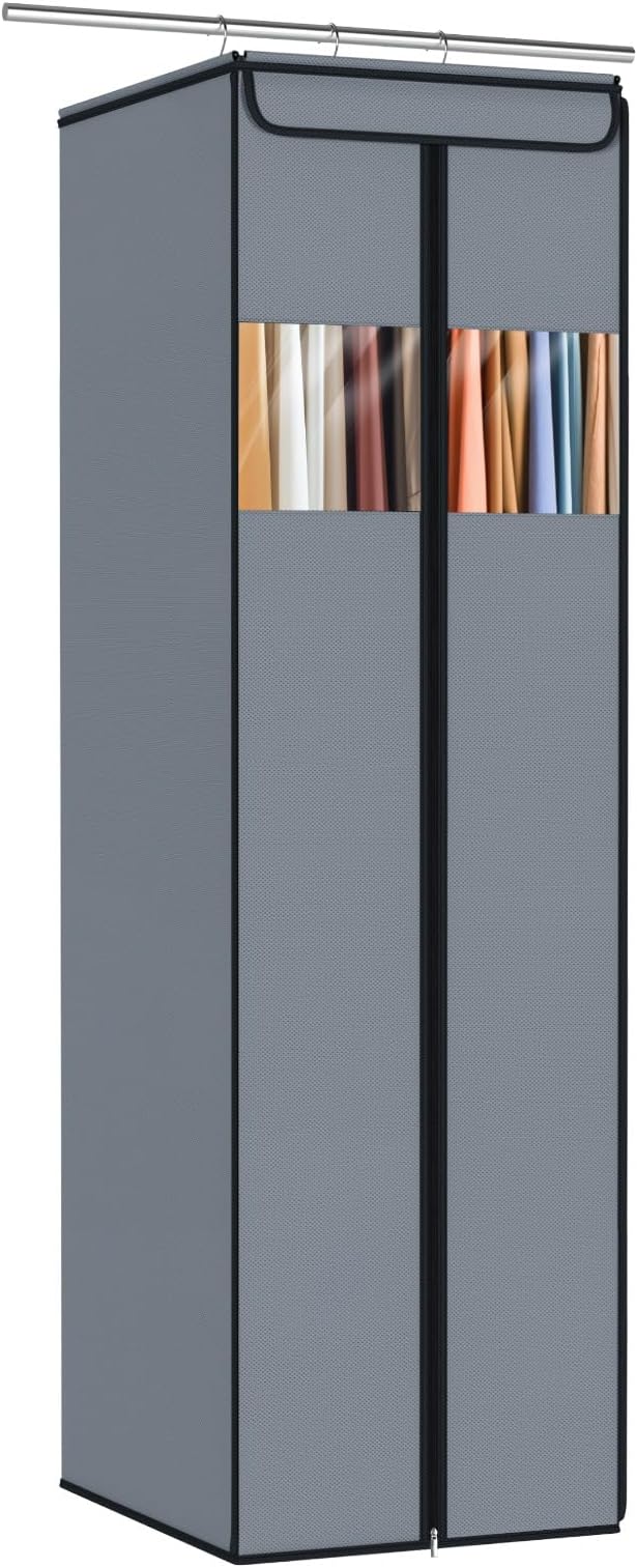 Zilink Long Dress Garment Bag Formal Gowns 65" Long Dress Bags for Gowns Long with Clear Window Space Saving Gown Garment Bag for Long Dresses, Winter Coat, Trousers, Fur, Grey by Zilink