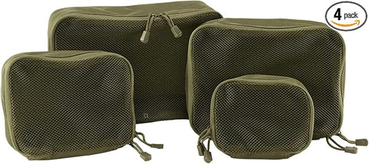 Brandit US Cooper Packing Cubes (Olive) for Travel and Outdoor Adventure, 4 Piece Bag Set for Clothes, Shoes and Equipment, Space Saving Luggage Organizer for Backpack and Suitcase, olive by Brandit
