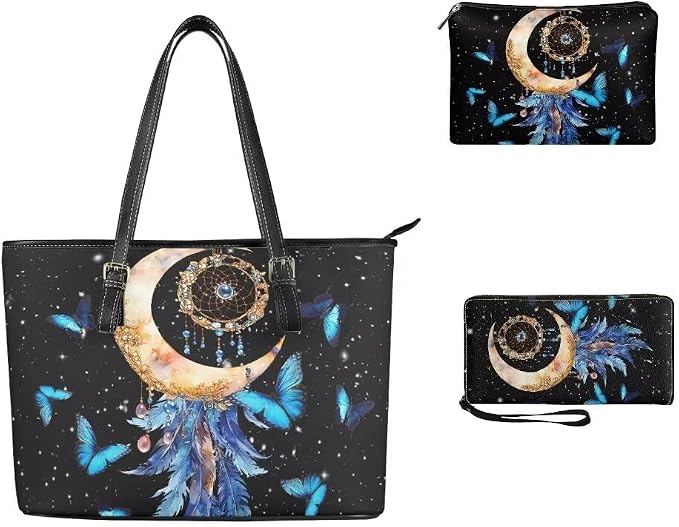Women Purse Handbags Wallet Sets Leather Shoulder Tote Bag for Women,Top Handle Purse with Wrist Wallet Bag - Image 3