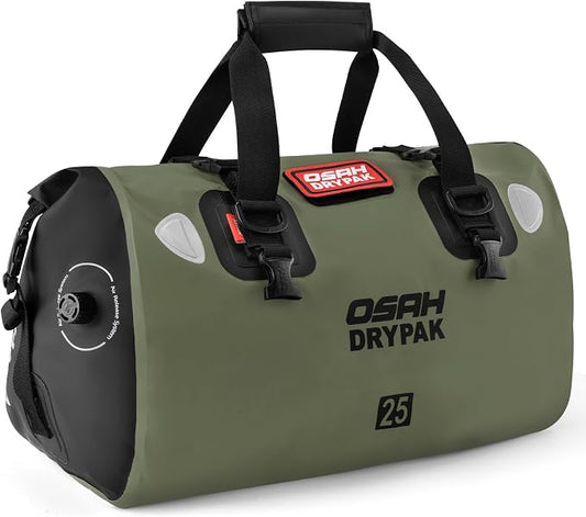 OSAH DRYPAK Waterproof Duffel Bag - Motorcycle Dry Bag Tail Bag with Large Storage Space, Waterproof Luggage Duffle Bags with Outer Mesh Zipper Pocket for Camping, Kayaking, Fishing & Traveling by OSAHDRYPAK