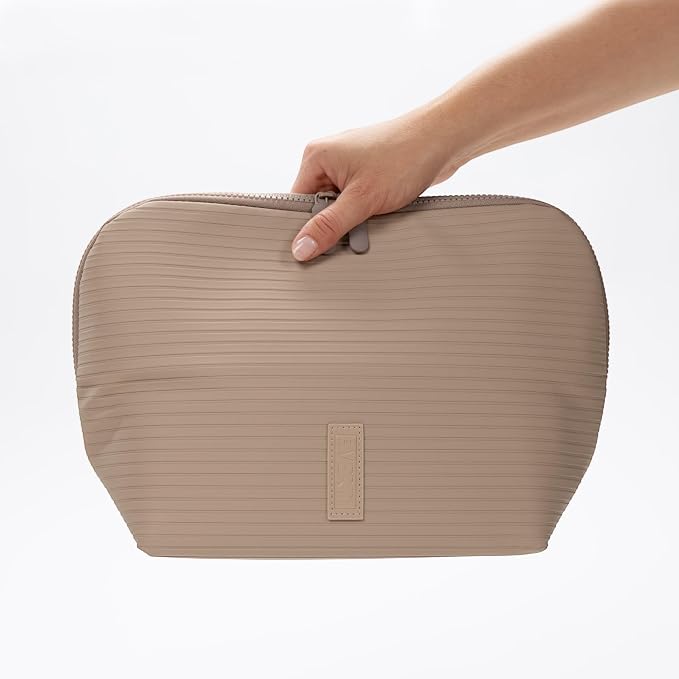 THE VERTI-Vertical Waterproof Makeup & Toiletry Bag | 23-Pocket Organizer with Upright, Fold-Down Design for Skincare, Toiletries & Essentials (Sandstone) - Image 5