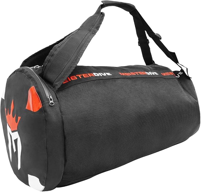 Meister Mesh Duffel Backpack Dive Bag w/Dry Pocket for Scuba & Snorkeling | Breathable oversized chain mesh dive bag, dry pocket for valuables, for wet scuba, snorkel, swim & water sports gear by Meister
