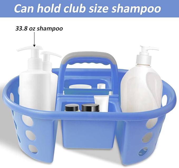 SIMPLYKLEEN Large Shower Caddy Portable 2PC - Made in USA Plastic Jumbo Size Dorm Storage Candy Tote with Handle Shower Organizer for Bathroom, Pantry, Kitchen, College Dorm, Periwinkle - Image 6