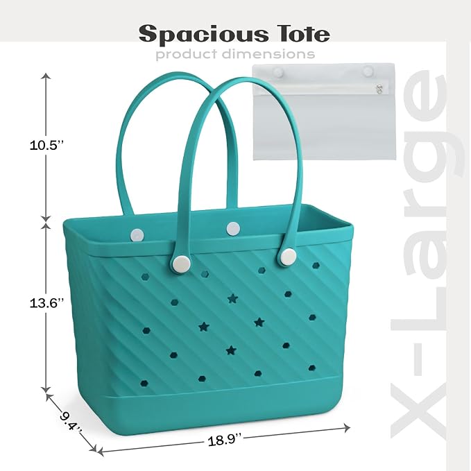 Rubber Tote Bag Extra Large & Medium, Waterproof Beach Bag for Women Men, Pool Travel Swim Silicone Tote - Image 3