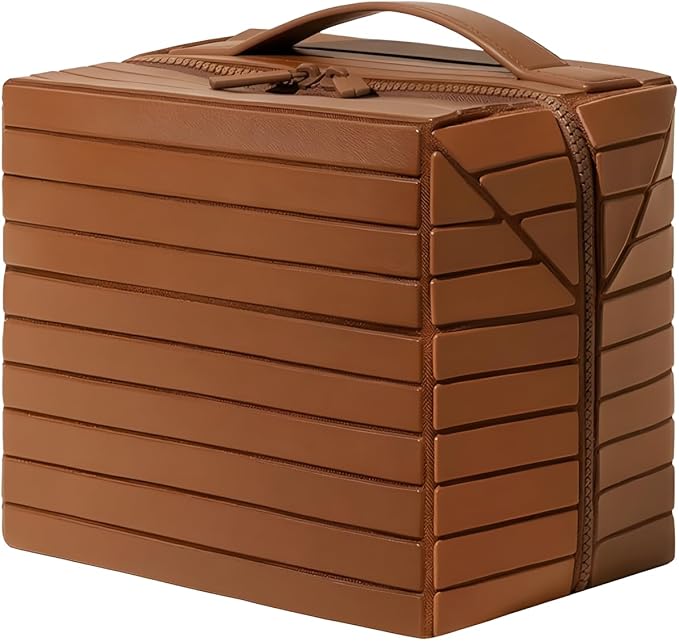 Fold-Down Traveler Makeup Organizer Accessories Bag for Women, Large Toiletry Bag with No-Spill Waterproof Compartments and Removable Dividers (brown) by Unknown