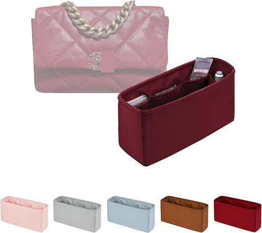 19 Flap26 Bag Organizer, Silky Organizer Insert Compatible with Chanel 19 Bag, Lightweight Inner Bag for Women Luxury Bags (Rouge Grenat, Flap26) by KINGSINBAG