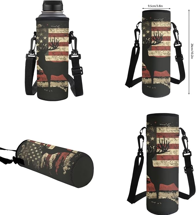 GIFTPUZZ Deer American Flag Backpack 4 Pcs Set Boys 10-12 | Pink, Pencil Case, Water Bottle Sleeve, Lightweight Kids Bookbag, Casual Travel Daypack - Image 8