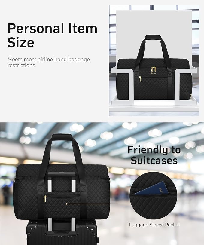 Travel Weekender Bags for Women: Overnight Bag with Shoe Compartment Large Travel Duffle Bag with Toiletry Bag Carry on Bag Personal Item Bag with Wet Pocket Hospital Bag for Women Black - Image 6