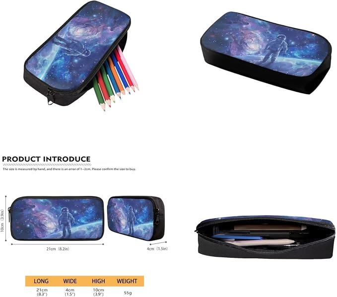 Galaxy Astronaut Backpack for Kids Boys Backpack with Lunch Box Water Bottle Carrier and Canvas Pencil Pouch 4PCS Set Bookbag with Front Pocket 17 inch School Bag with Side Pocket for Girls - Image 5