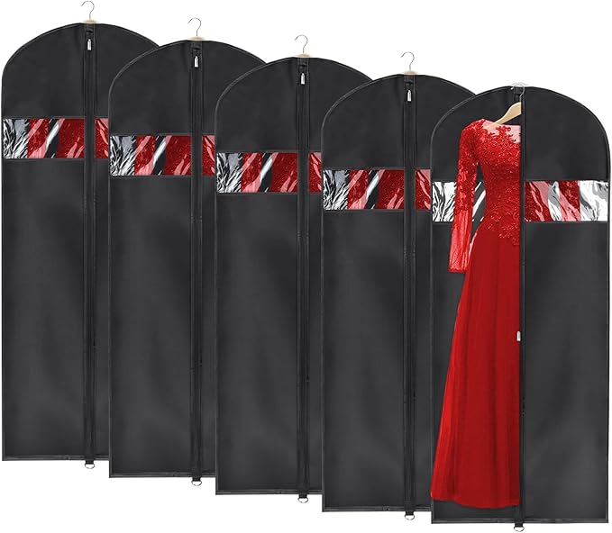 Univivi Garment Bag Suit Bag for Storage and Travel 60 inches, Lightweight Study Full Zipper Washable Suit Cover for Dresses, Suits, Coats, Set of 5 by Univivi