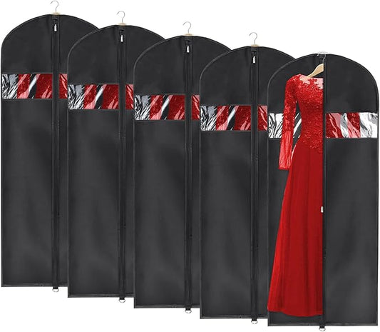 Univivi Garment Bag Suit Bag for Storage and Travel 60 inches, Lightweight Study Full Zipper Washable Suit Cover for Dresses, Suits, Coats, Set of 5 by Univivi