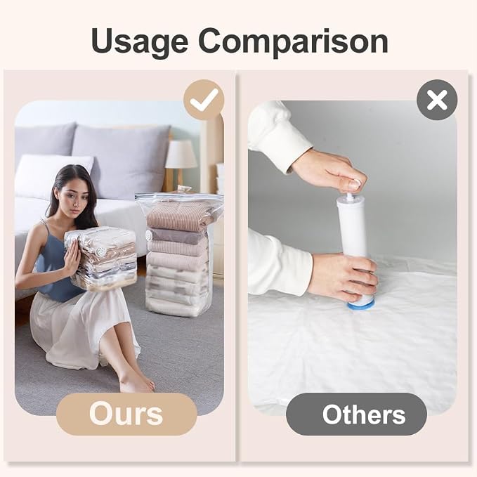 No Pump Vacuum Storage Bags, 3D Vacuum Compression Bags, 28"×20"×12"(4) | No pump needed for quick compression. Ideal for storing sweaters, towels and bedding to save space for home and travel. - Image 5