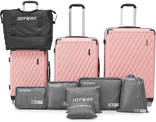 Melalenia Luggage 10 Piece Sets Clearance,Large Suitcase Set Spinner Wheels with TSA Locks,Hard Shell Pink Luggage Sets for Women Travel Suitcase (10Pcs Pink) by Melalenia