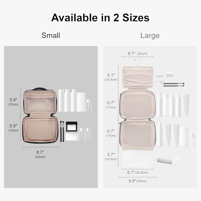 LEVEL8 Travel Toiletry Bag for Men Women, Water Repellent Shaving Bag for Toiletries Accessories, Storage Bags with Divider and Handle, Small/Black - Image 2
