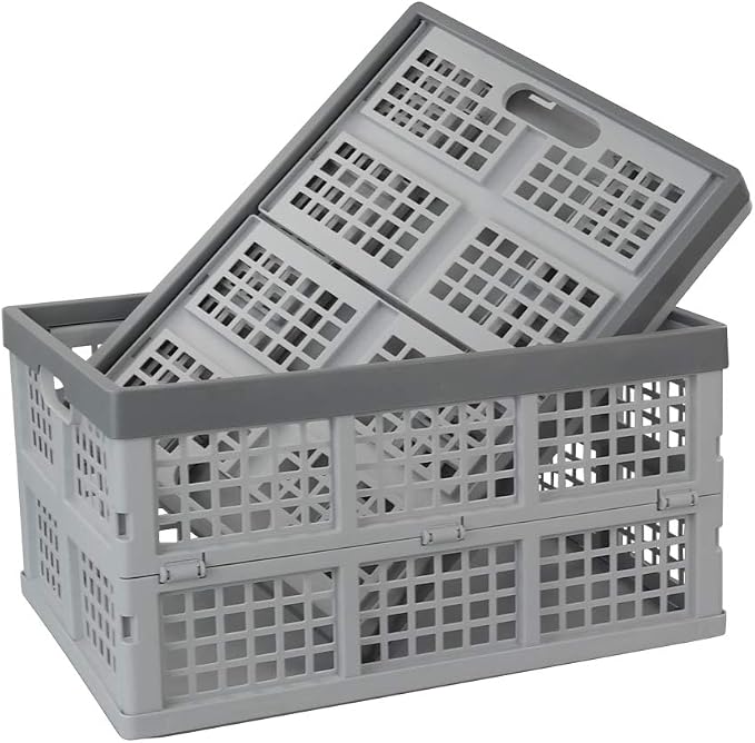 34 L Plastic Crates, Collapsible Storage Crates/Stackable Storage Container Basket, 2-Pack - Image 6