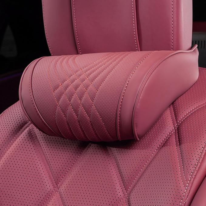 Seat Headrest Car Neck Pillow for Driving Memory Foam Red, 1 Pack | Soft Comfortable Leather Seat Head Rest Pillow Headrest Travel Neck Support Cushion for Most Cars SUV Home Office Chair by Dapucarin