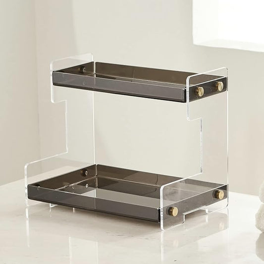 Bathroom Organizer Countertop, 2-Tier Acrylic Bathroom Counter Organizer Makeup Organizer for Vanity Spice Rack Organizer, Brown by Hiendure