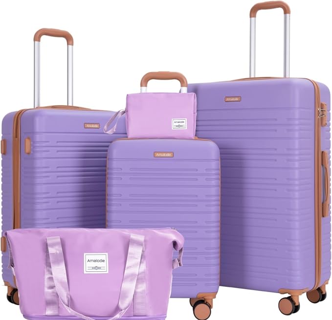 Luggage Sets 5 Piece,Suitcases with Double Spinner Wheels and TSA Lock,Hardcase 3 set Luggage with Travel Duffle Bag,Carry On Luggage Set by Travelhouse