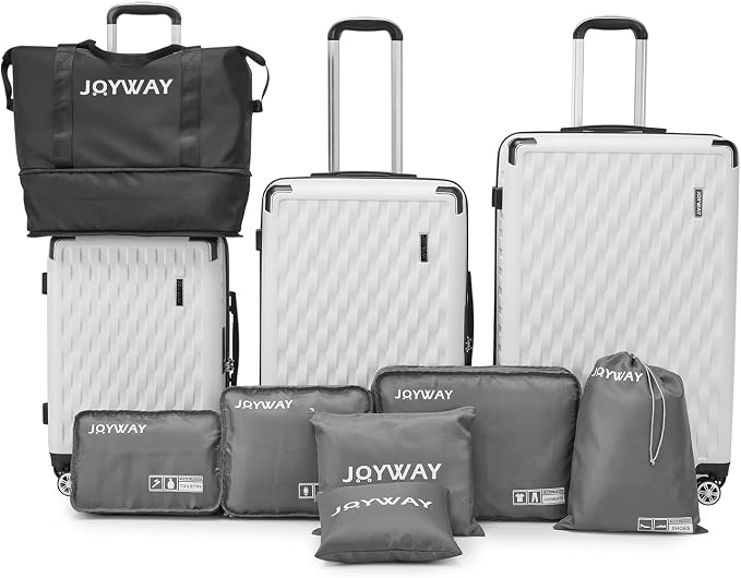Melalenia Luggage 10 Piece Sets Clearance,Large Suitcase Set Spinner Wheels with TSA Locks,Hard Shell Luggage Sets for Women Travel Suitcase (10Pcs White) by Melalenia