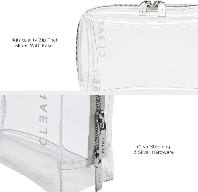Makeup Bag (Small) - Clear Cosmetic Bag for Travel - TSA Approved Transparent Toiletry Organizer Pouch for Liquids, Make Up, & Essentials - See Through Case with Zipper for Carry On - Image 7