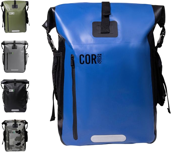COR Surf Waterproof Dry Bag Backpack with Padded Laptop Sleeve Heavy Duty Roll-Top Pack (Dark Blue, 40L) by CORSurf
