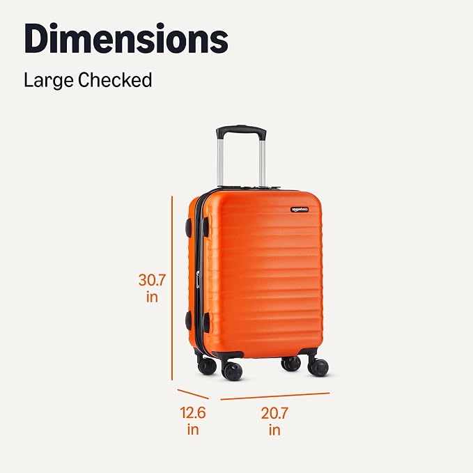 Amazon Basics 30" Hardside Large Checked Luggage, Expandable For Up to 15% More Space, Hardshell Suitcase With Wheels, Scratch-Resistant Surface, Four Multi-directional Wheels, Orange - Image 6