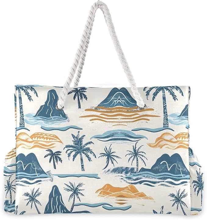 senya Large Beach Shoulder Bags Canvas Tote Water Resistant for Gym Travel Daily - Image 4
