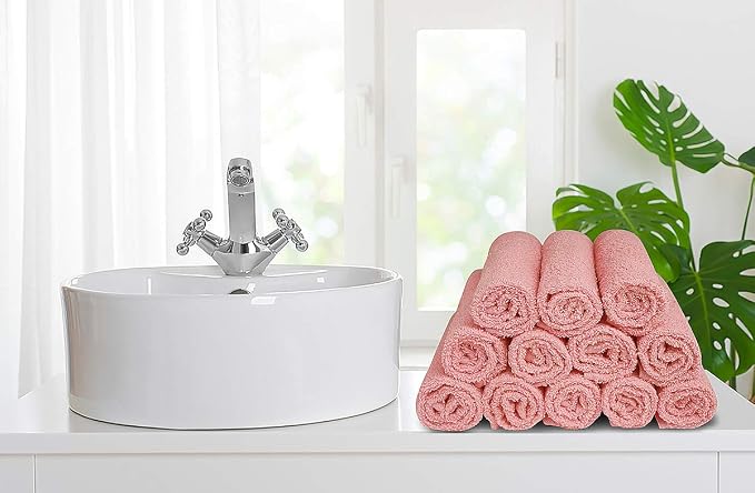 100% Cotton Washcloths 24 Pack (12x12 Inches) Soft, Highly Absorbent Washcloth, Face Towels, Wash Cloths for Face, Ring Spun, Bulk Pack (Pink) - Image 2