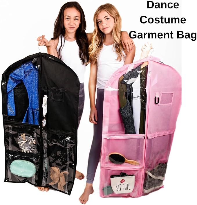 Waterproof Hanging Garment Bag 40 inch, Pockets & Side Zip for Clothes, Dance Costumes, Sports, Skating, Theatre, Pageants (Raven) - Image 3