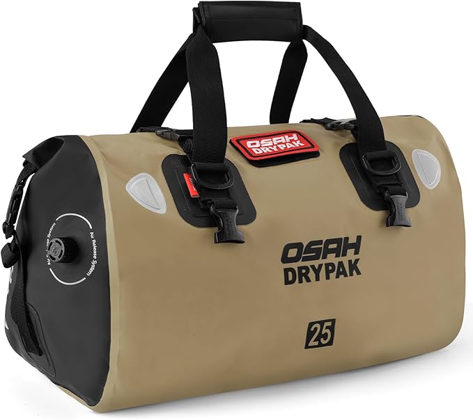 OSAH DRYPAK Waterproof Duffel Bag - Motorcycle Dry Bag Tail Bag with Large Storage Space, Waterproof Luggage Duffle Bags with Outer Mesh Zipper Pocket for Camping, Kayaking, Fishing & Traveling by OSAHDRYPAK