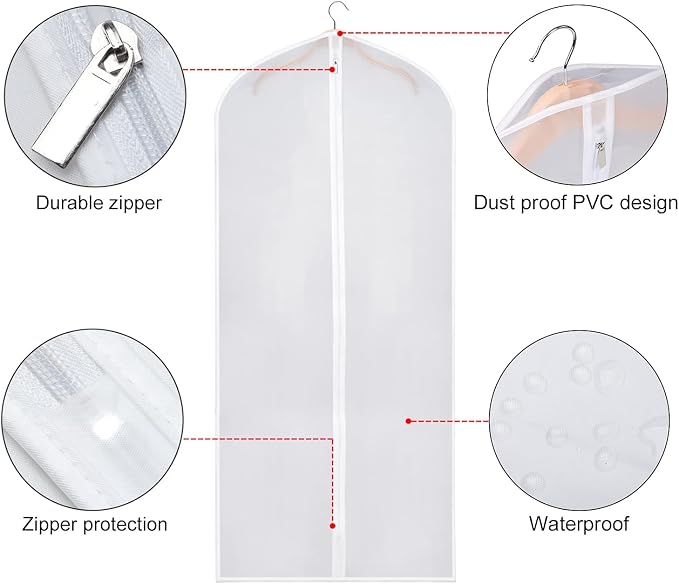 Zilink Clear Coat Covers Garment Bag 54-inch Garment Bags for Hanging Clothes Storage Bag for Coat with Full Length Zipper for Clothing Storage Bags Hanging, Set of 10 - Image 4