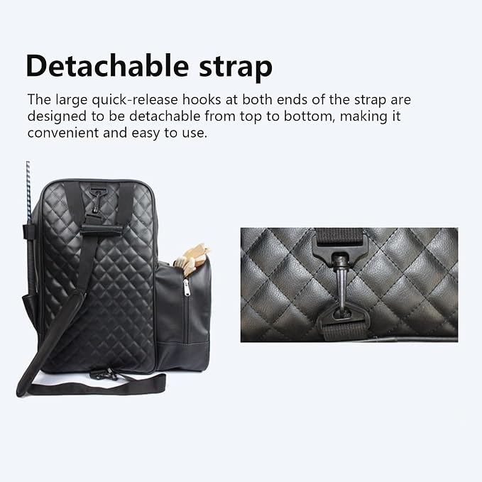 Professional Equestrian Bags Durable PU Leather Horse Riding Boots and Helmet Bag (Black) - Image 8