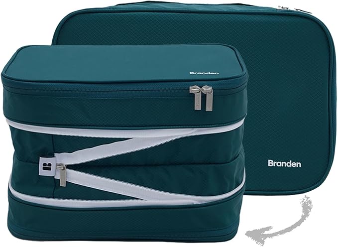 Branden Compression Packing Cube, X-Large, Green | Travel Essentials l Luggage Organizer l Self Compression Organizer for Travel l Overnight Trip, Road Trip, Beach, Cruise by Branden_US