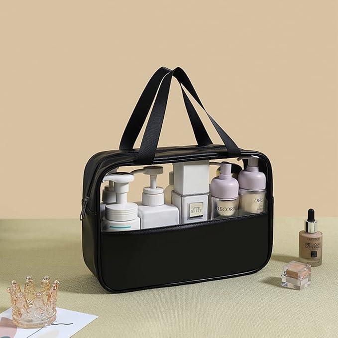 Travel Makeup Pouch Set Toiletry Bag Cosmetic Organizer Bag for Women and Girls Toiletry Storage Kit, 3 Pcs Set - Black, Travel Accessories - Image 6