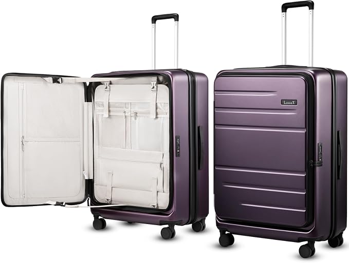 LUGGEX Checked Suitcase Top Opening, Expandable Polycarbonate Hard Shell Suitcase with Wheels (FX-Core, Purple, Bigger 28 Inch, 105L-115L) by LUGGEXLUGGAGE