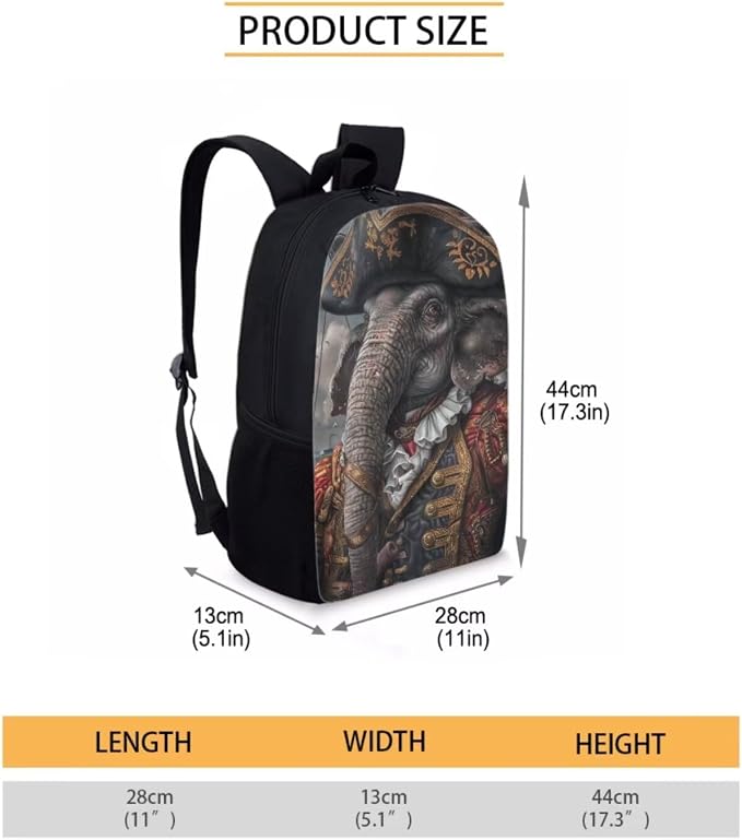 17 Inch Animal Print School Backpack And Lunch Box Set for Kids Lightweight Pirate Elephant Backpack for Boys Girls Sturdy School Bag with Insulated Lunchbox Pencil Case Student Bookbag - Image 7