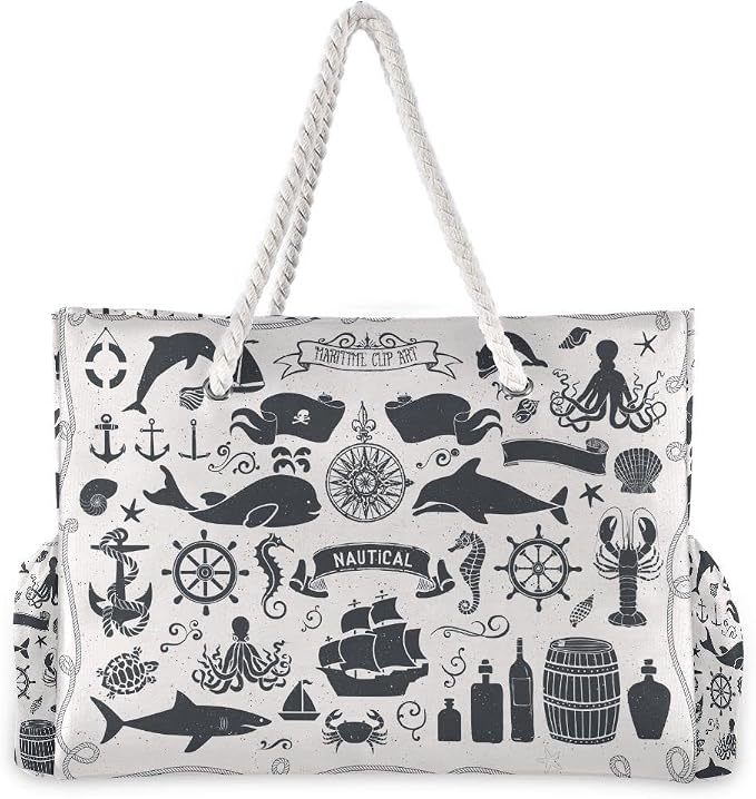 senya Large Beach Shoulder Bags Canvas Tote Water Resistant for Gym Travel Daily - Image 4