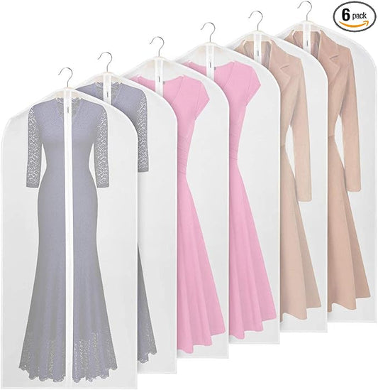 Univivi Clear Garment Bags for Hanging Clothes 60 inch Clear Dress Bags for Storage 6Pack Suit Cover for Long Gown Coat by Univivi