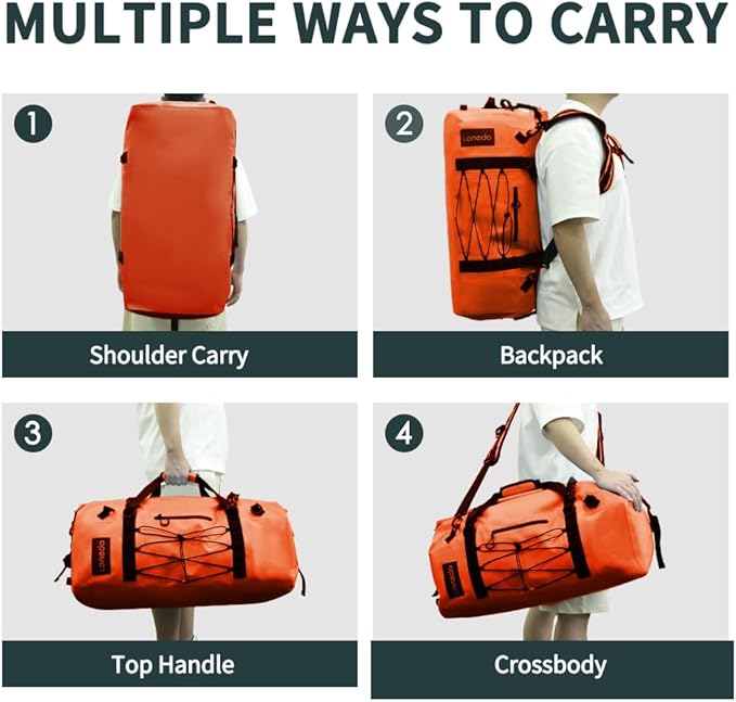 80L Dry Bag Large Waterproof Bag Roll-Top Heavy Duty Fishing Duffel Bag with Durable Straps & Handles for Kayaking Paddle boarding Boating Rafting Fishing - Image 6