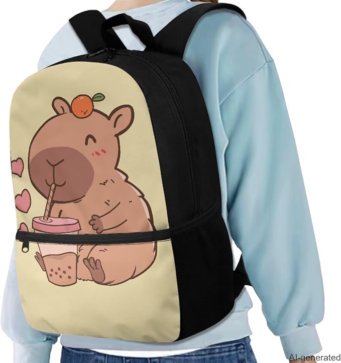 Cute Capybara Girls Backpacks Ages 8-10 with Lunchbox Lightweight School Bags for Girls with Lunch Bag Cute Pencil Cases for Middle School High School - Image 2