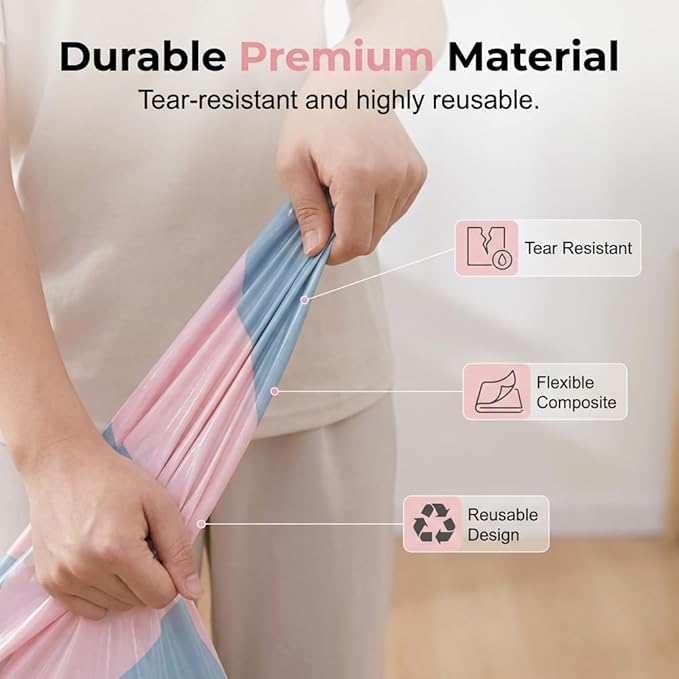 No-Pump Vacuum Storage Bags, Large Compression Storage Bags for Clothes, Comforters, Blankets, Bedding, Travel & Home Organization (M,5PCS) - Image 4