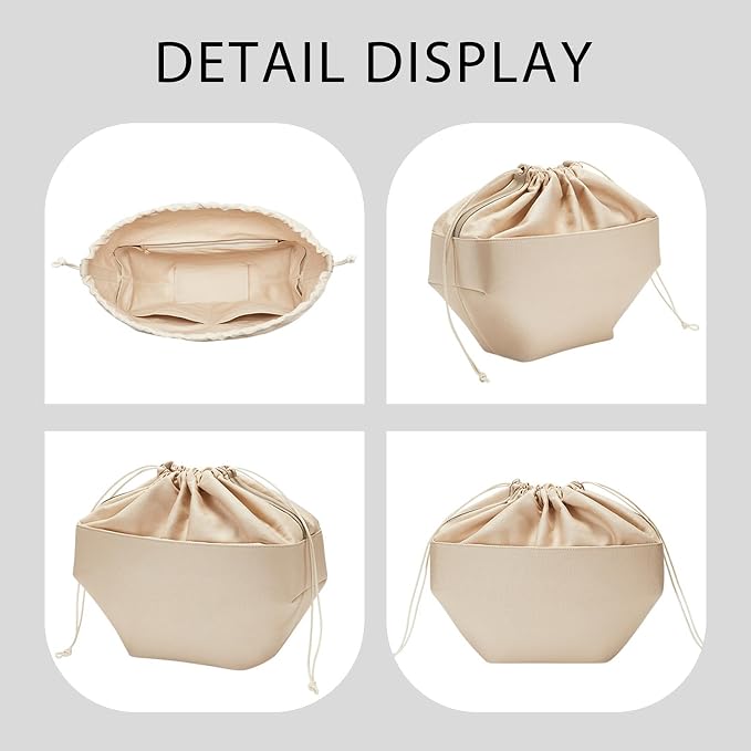 Premium Canvas Bag Organizer Insert for Cyme Large Bags, Sturdy & Lightweight Handbag Organizer with Unique Drawstring Closure, Purse Insert with 8 Compartments Including Zipper Pocket/L - Image 7
