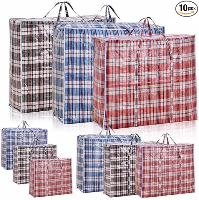 Bargain factory Laundry Bags, 10 Pack Extra Large Storage Bags With Zips, Plastic Bag Storage, Laundry Bags With Zips, Travel Laundry Bags, Washing Bags for Laundry, size 60x80 cm by BARGAIN+FACTORY