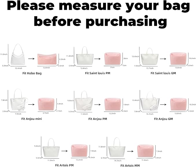 DGAZ Lightweight Purse Organizer Insert for GYARD-Anjou/Artois/SaintLouis Bags,silk and DupontPaper handbag inner for Luxury Bag(Pink,SaintLouisPM) - Image 2