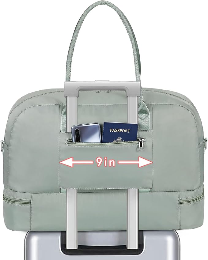 Weekender Bag for Women, Large Overnight Bag Canvas Travel Duffel Bag Carry On Tote with Shoe Compartment 21" 3Pcs Set - Image 3