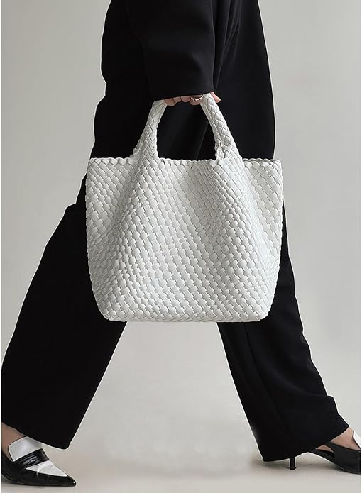 JINMANXUE Fashion Woven Bag Shopper Bag Travel Handbags and Purses Women Tote Bag Large Capacity Shoulder Bags - Image 3