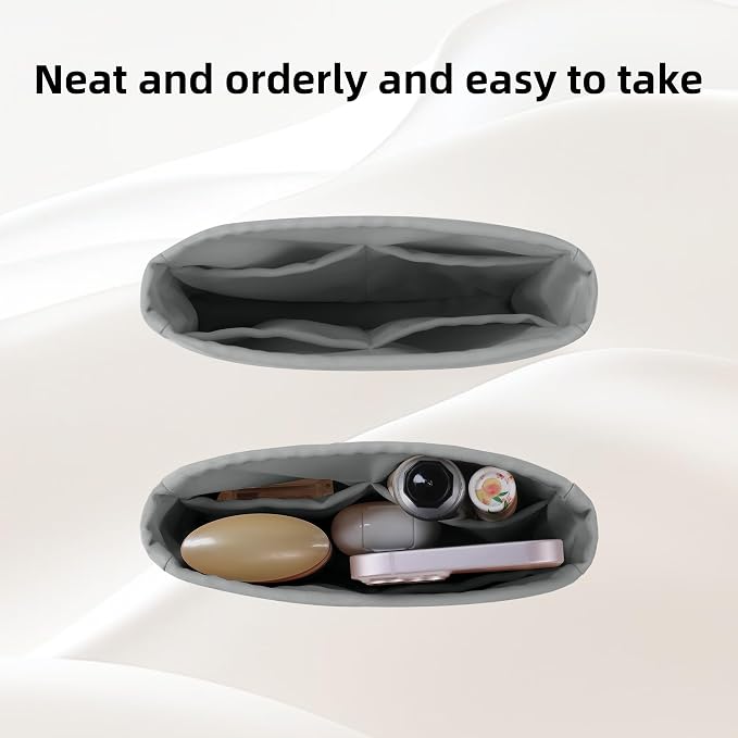 DGAZ Silk Purse Organizer Insert for Evelyne Bag(Pearl gray,TPM) | Soft and Lightweight,Perfect Fit,Multi-pocket Storage,Bag Protector,Luxury Bag Care,Handmade,for Smooth Bag Organizer - Image 5