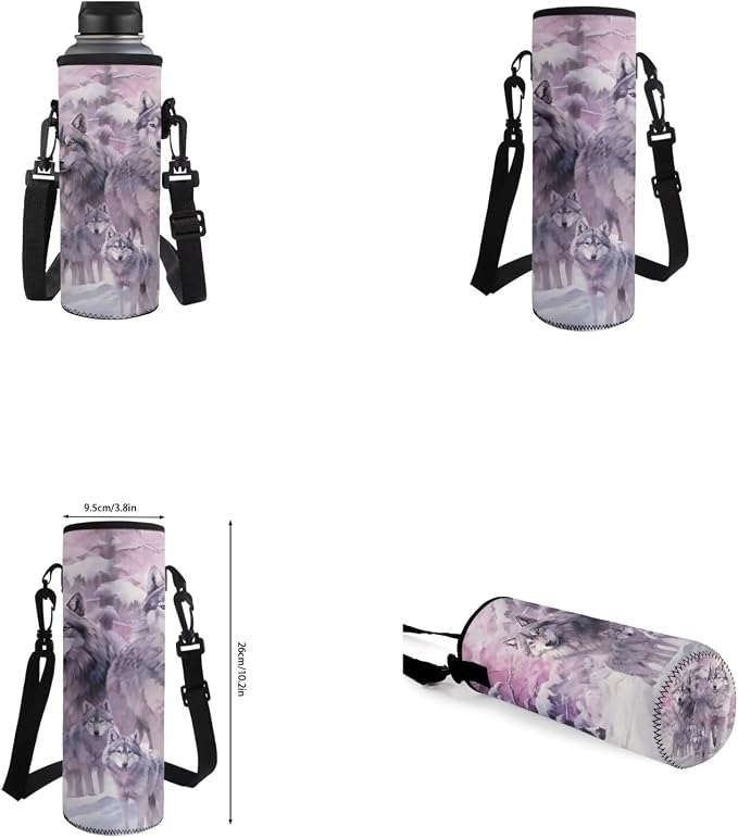 Wolf Backpack for Girls Kids Backpack with Lunch Box Water Bottle Carrier and Soft Pencil Case 4PCS Set Bookbag with Front Pocket for School 17 inch Large Capacity School Bag and Side Pocket - Image 6