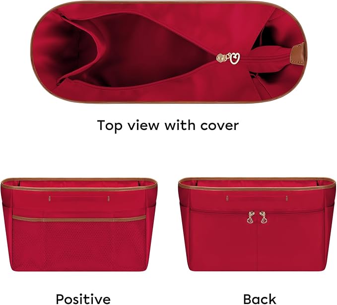GIVLEFLY Purse Organizer Insert for Tote Bag, 12.99 Inch Satin Bag Organizer with Zipper Pocket, Multi Pocket Handbag Organizer - Image 8