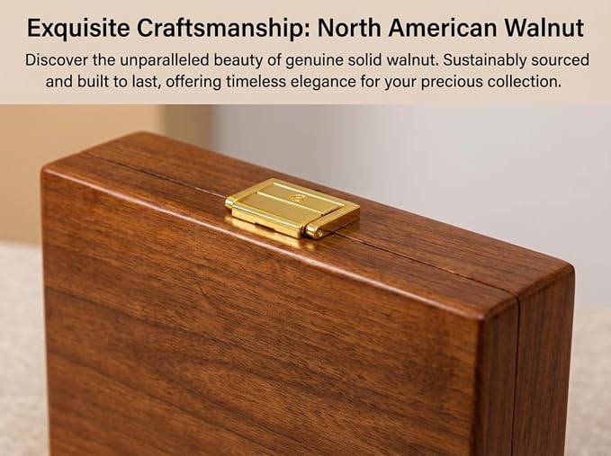 Solid Black Walnut Jewelry Box with Lock and Key Large Capacity Vintage Wooden Organizer for Women and Men Ring Necklace Earring Cufflink Storage Removable Dividers Gift for Christmas - Image 5